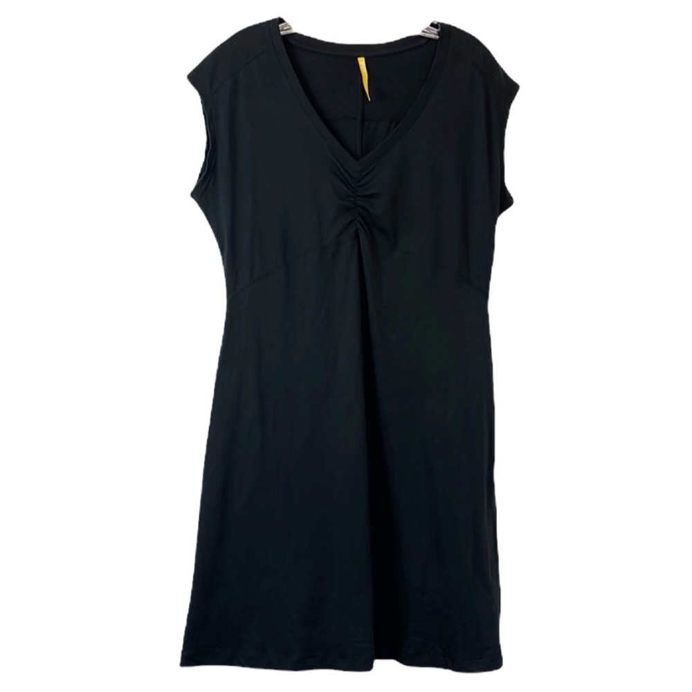 Lole T-Shirt Dress Women Size L Black Ruched Bustline Sleeveless Athletic - Picture 1 of 14